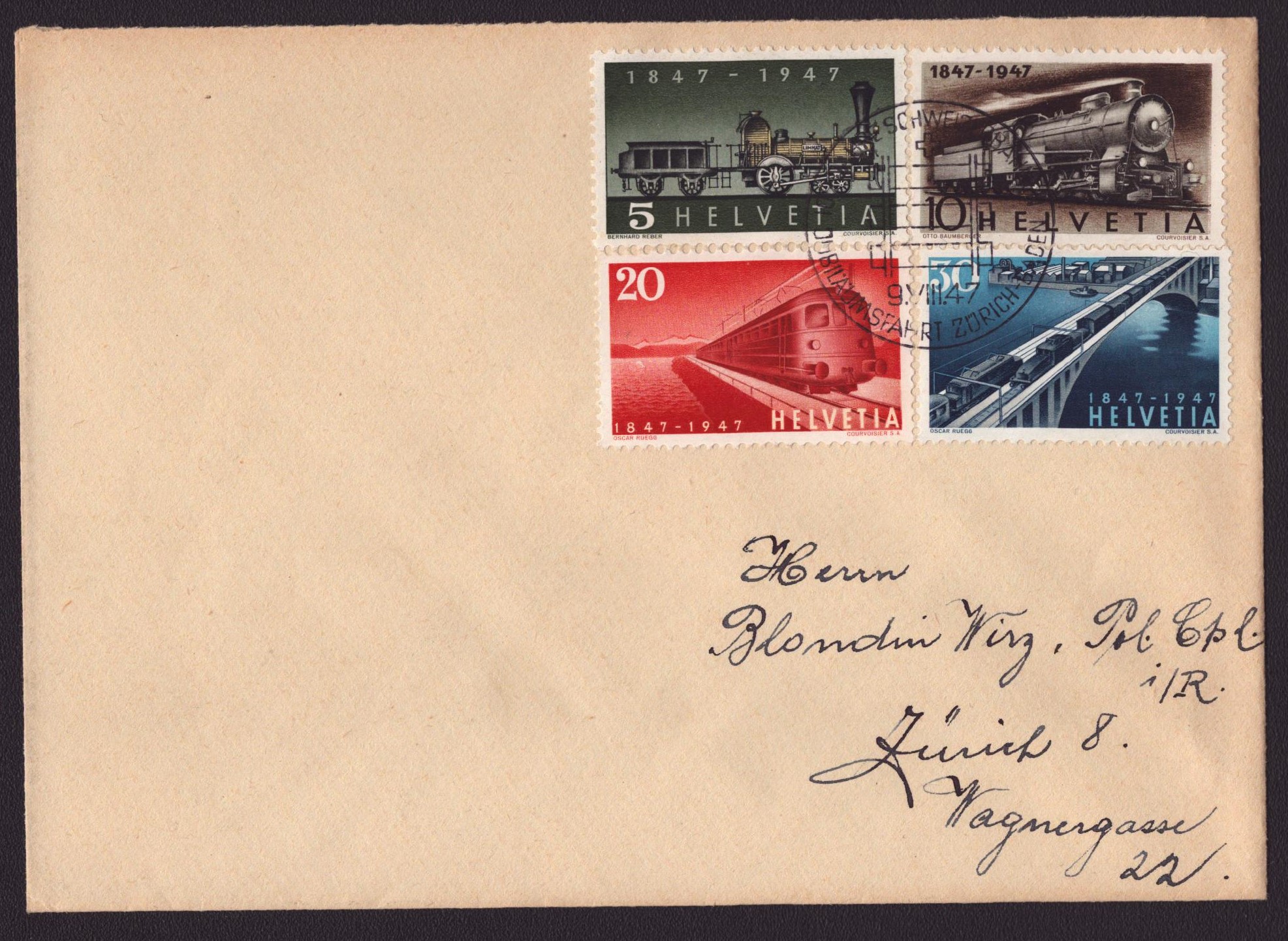1947 Nr 277 - 280 Centenaire des chemins de fer FDC