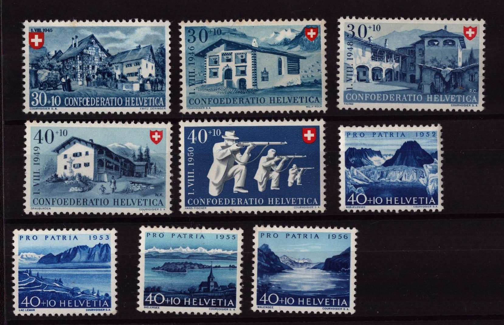 Lot de 9 timbres Pro Patria neuf ** (SBK=93.-)