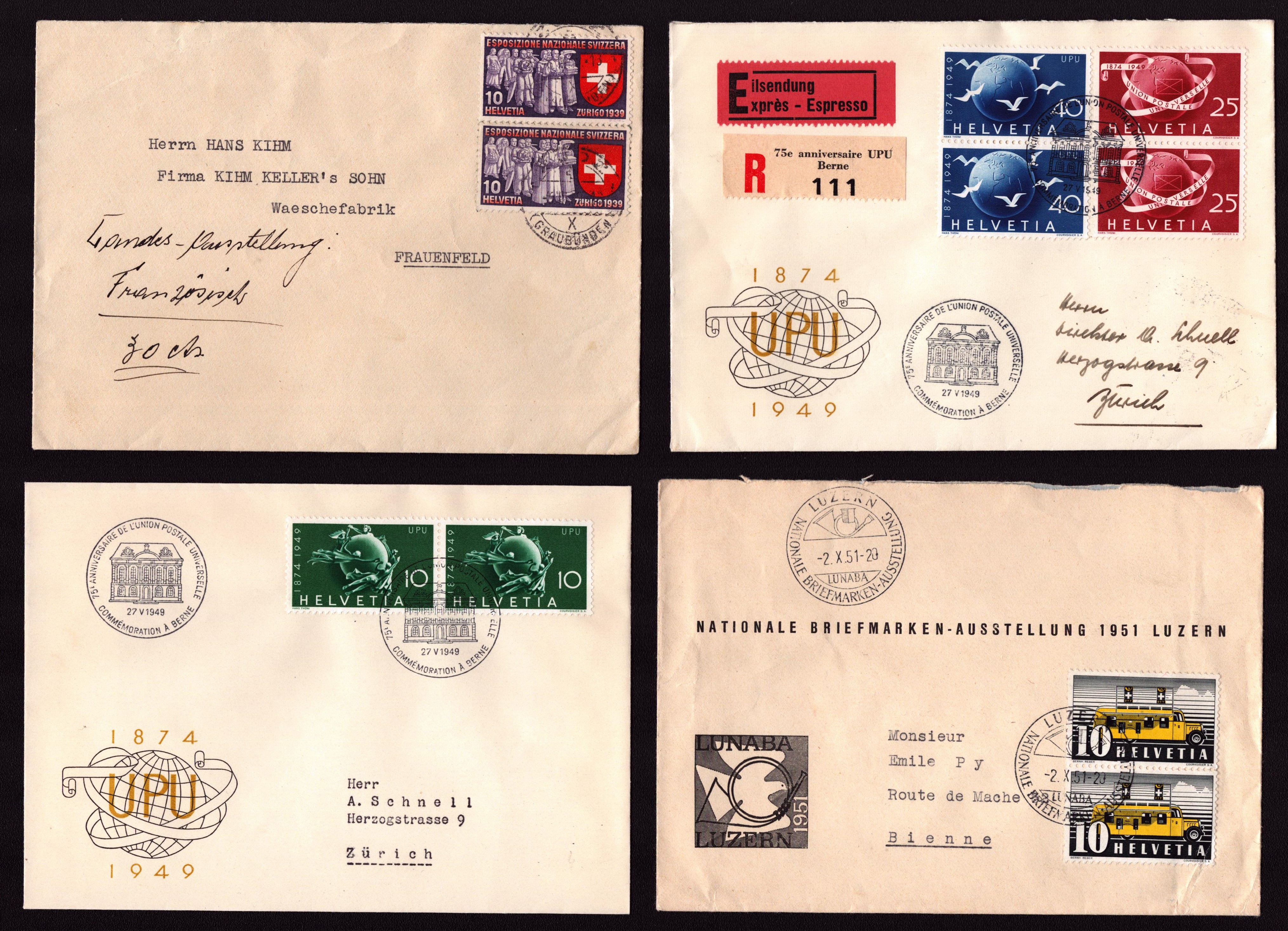 Lot de 4 enveloppes diverse