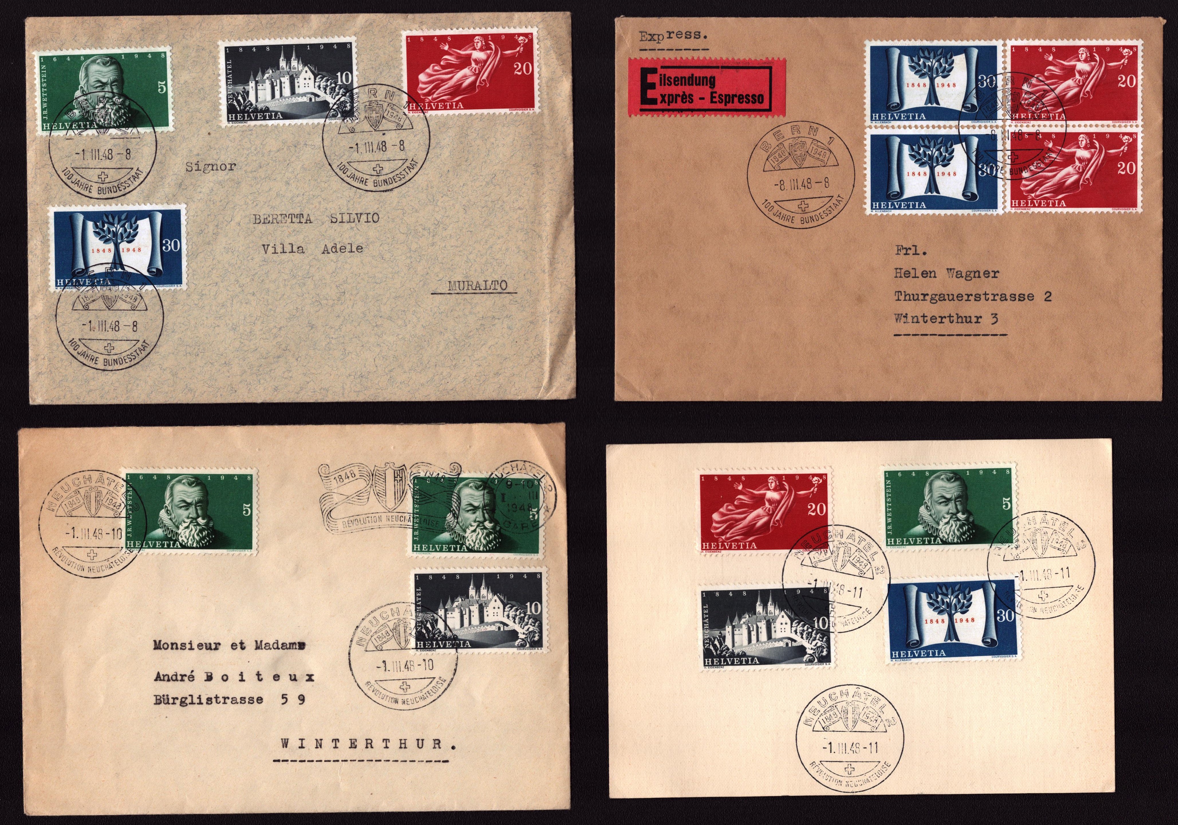 lot de 4 enveloppes divers