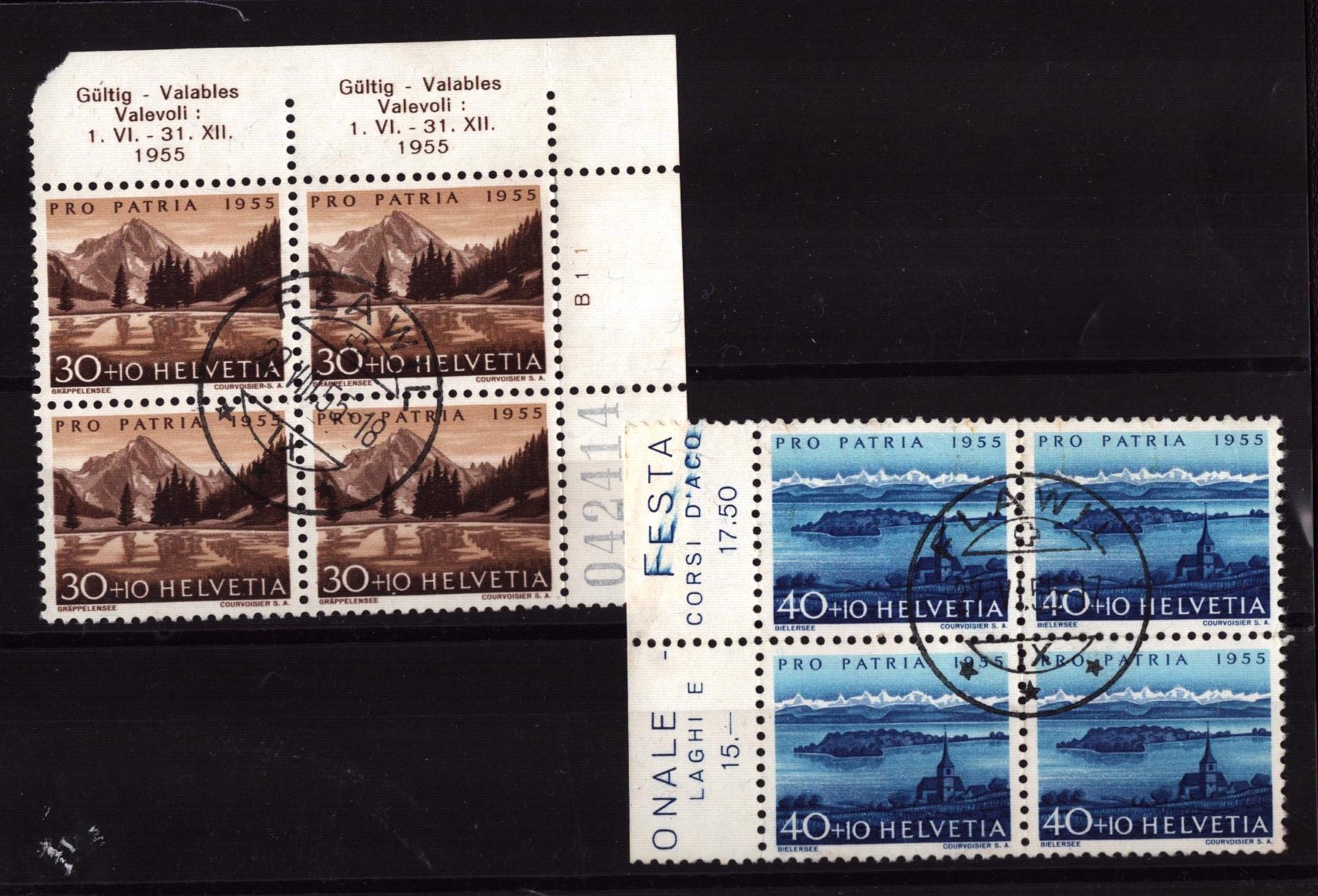 1955 Pro Patria Nr B64 + B65 Bloc de 4 obl.