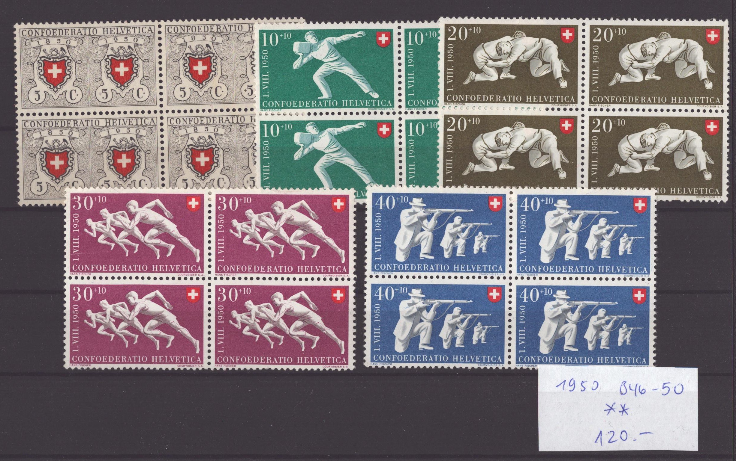1950 Série bloc de 4 neuf ** B46-50
