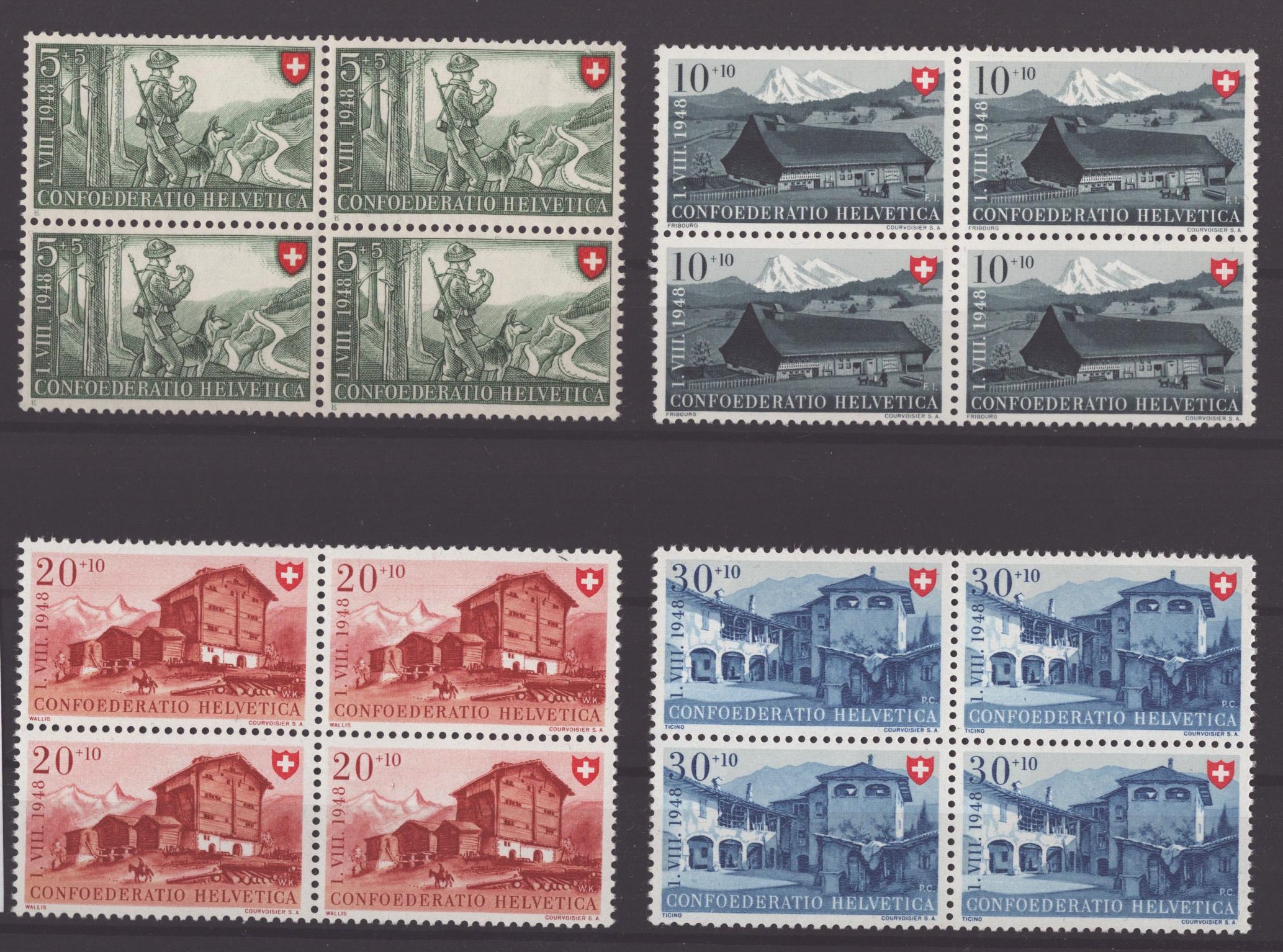 1948 Pro Patrie bloc de 4 neuf ** B38 - 41