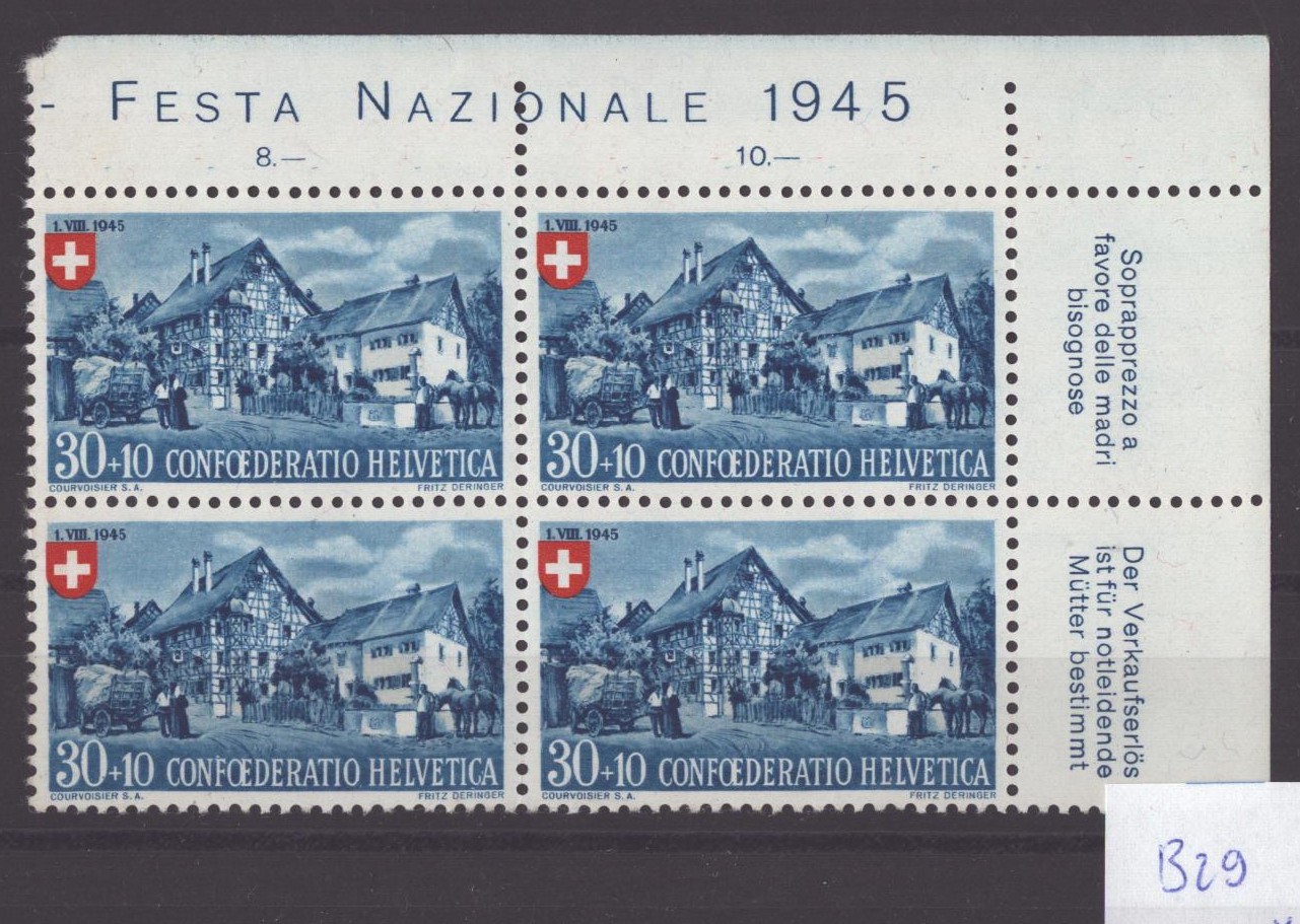 1945 Pro Patria B29 bloc de 4 neuf **