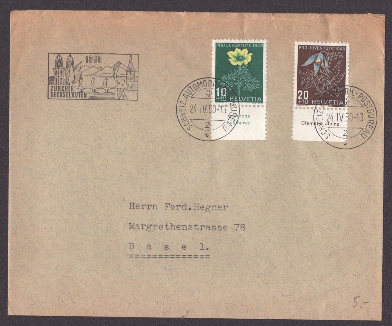 1949 Pro Juventute Enveloppe (avec TAB)