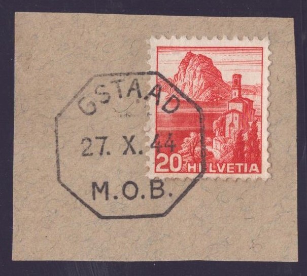 Oblitération GSTAAD M.O.B 27.X.44