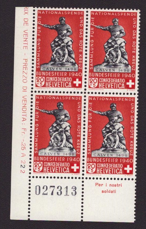 1940 Pro Patria B7 bloc de 4 neuf ** (SBK 80.-)