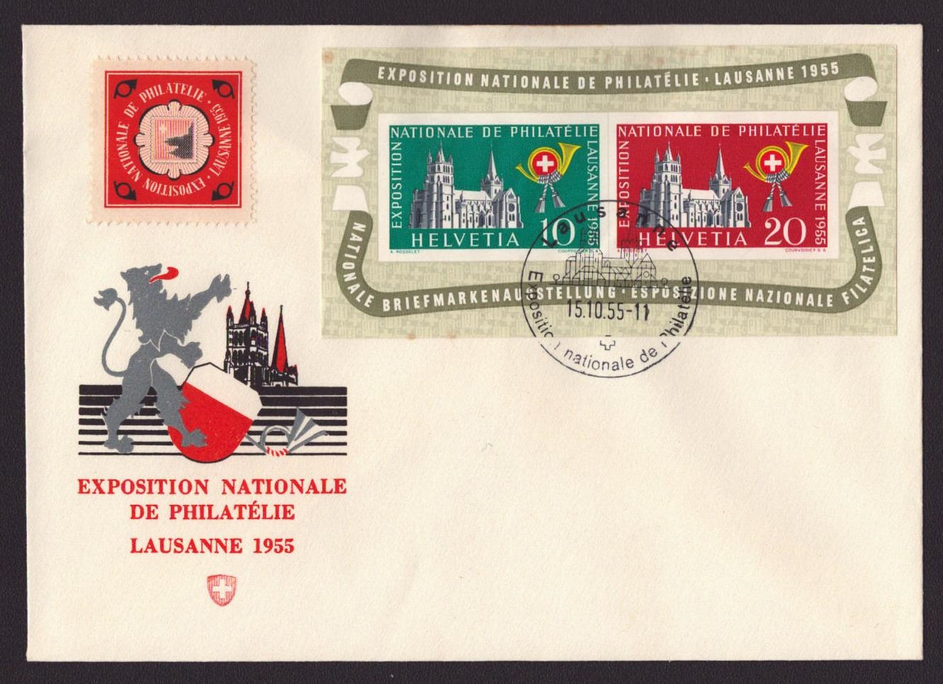1955 Bloc W35 sur enveloppe de l'expo de philatélie