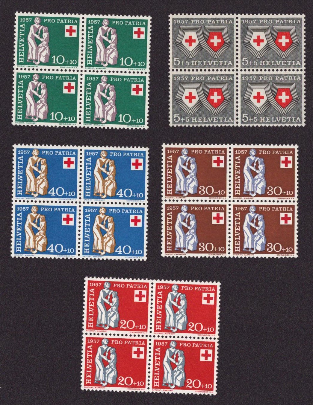 1957 Pro Patria série bloc de 4 neuf **