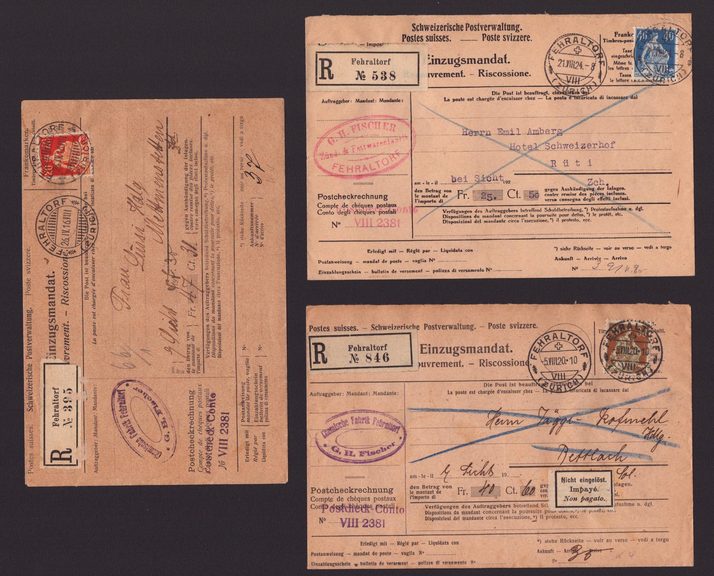 3 Mandats avec Nr 108 / 110 / 161