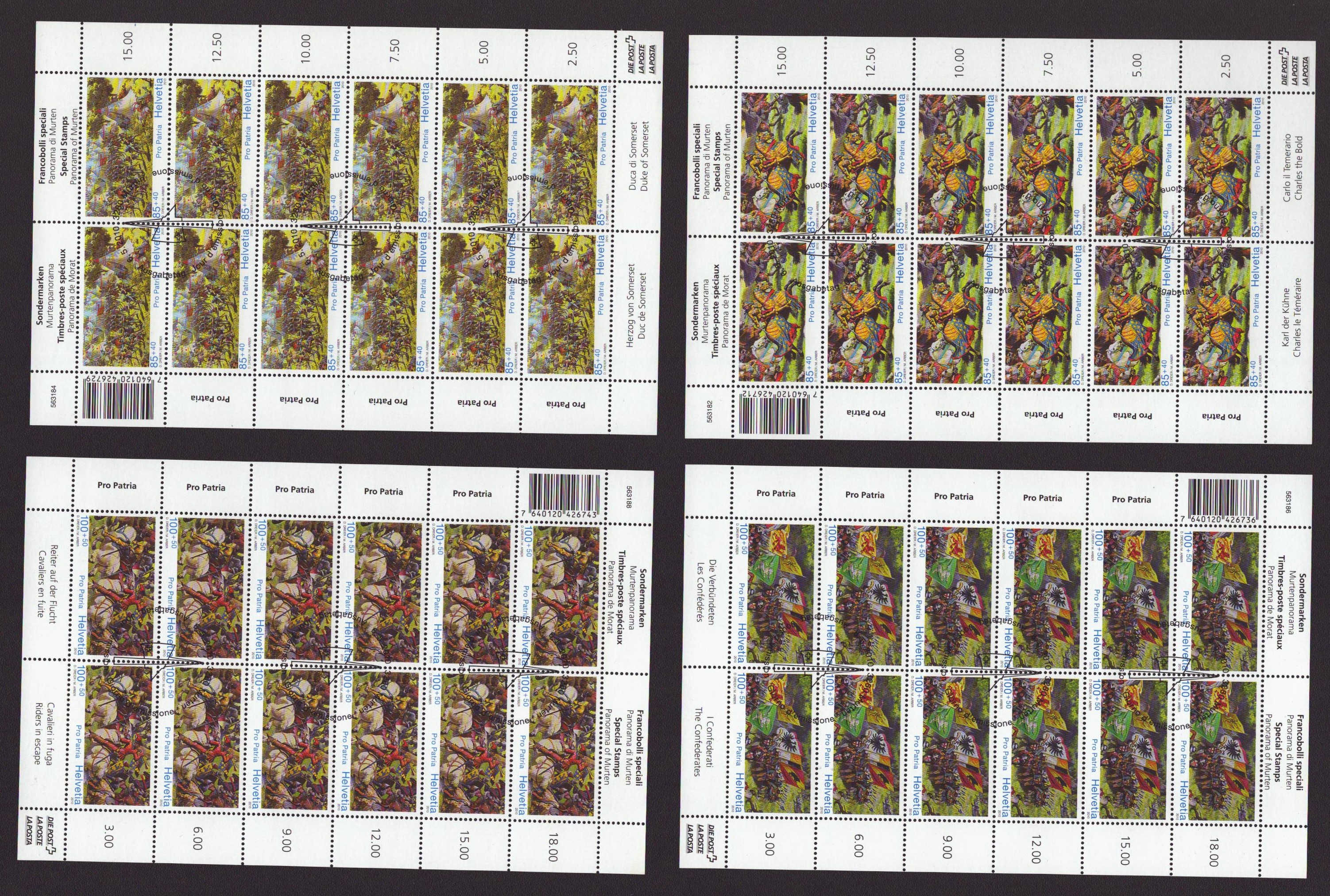 2010 Pro Patria 4 feuillets de 12 timbres (SBK 225.-)