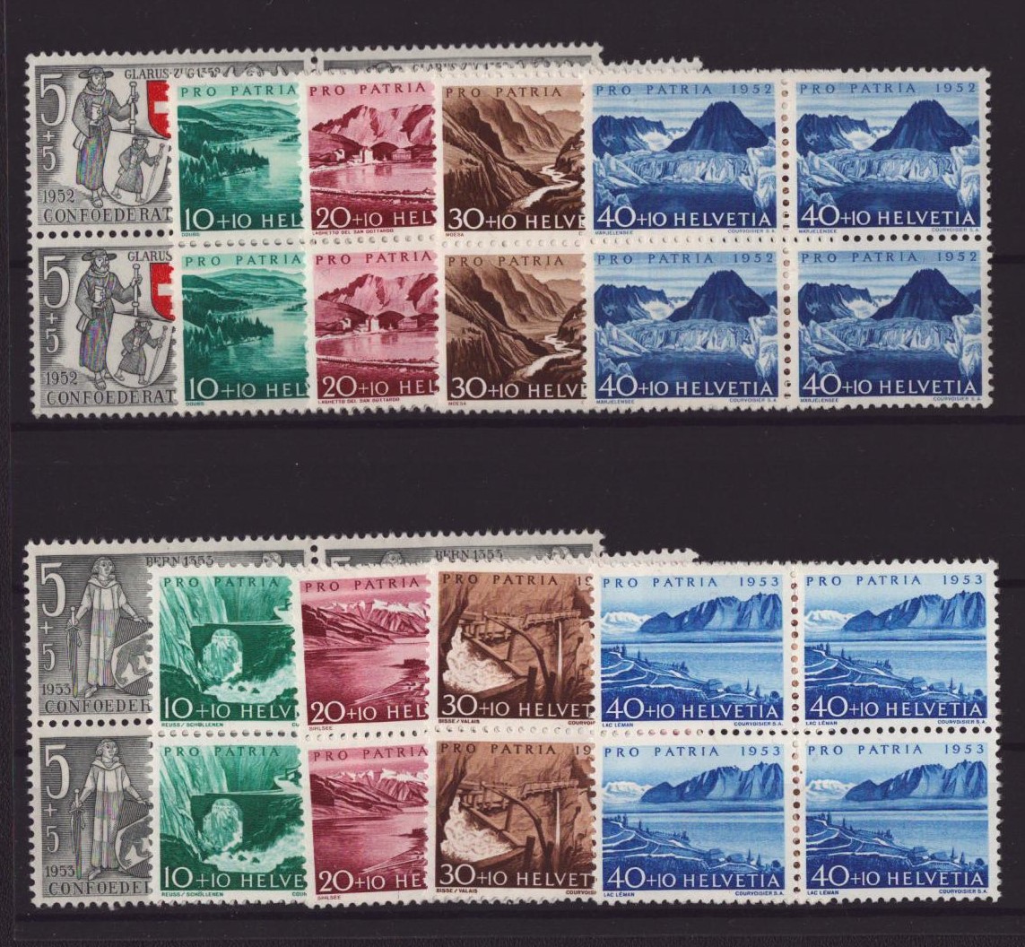 1952 + 1953 Pro Patria blocs de 4 neuf ** (SBK 148.-)