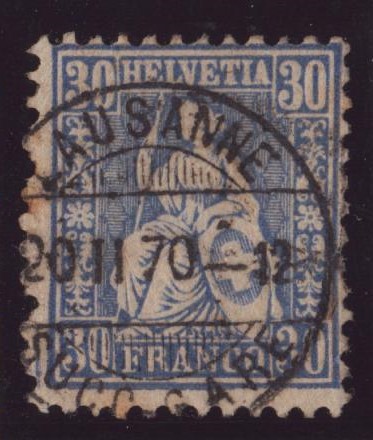 Nr 41 Helvétie assise 30ct LAUSANNE