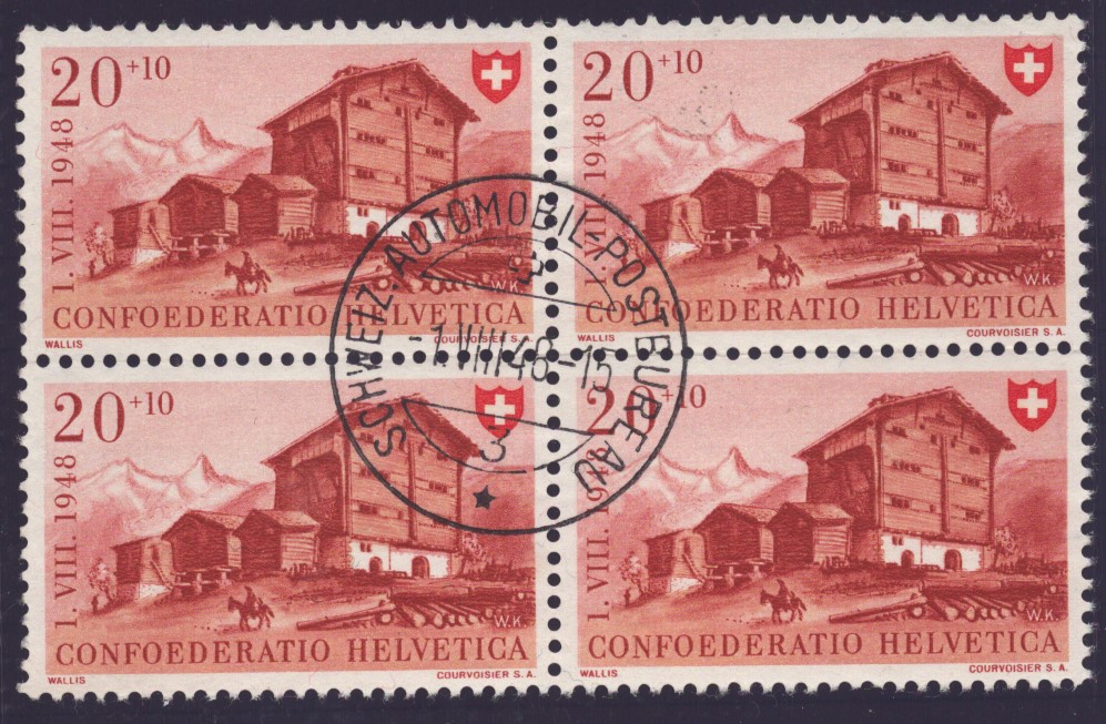 1948 Nr B40 bloc de 4 AUTOMOBIL-POSTBUREAU 3
