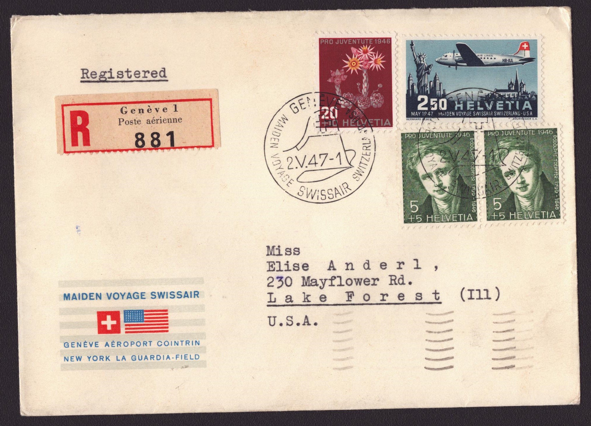 F42 courrier dest. LAKE FOREST USA