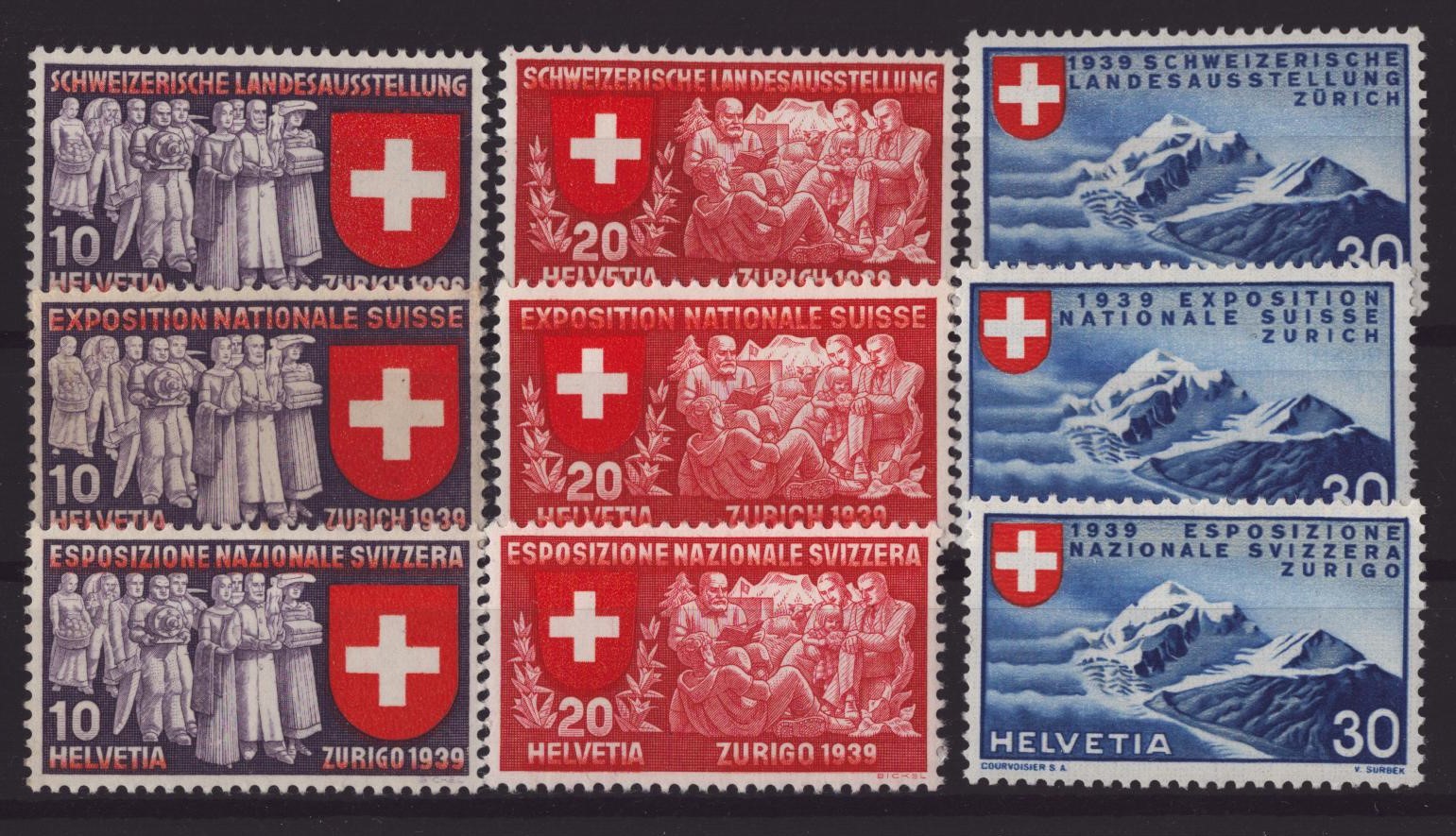 1939 Expo nationale Zurich 219 - 227 neuf **