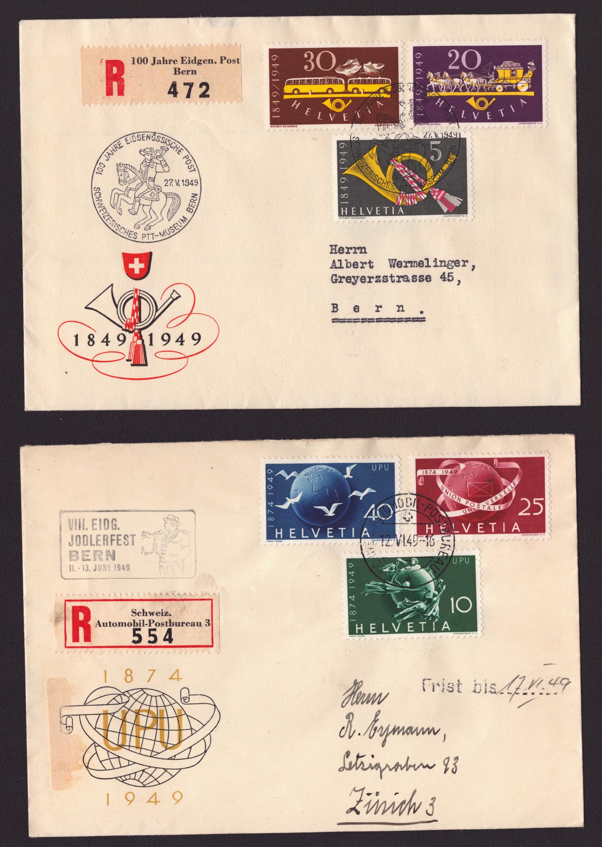 1949 Série sur lettre Recommandé