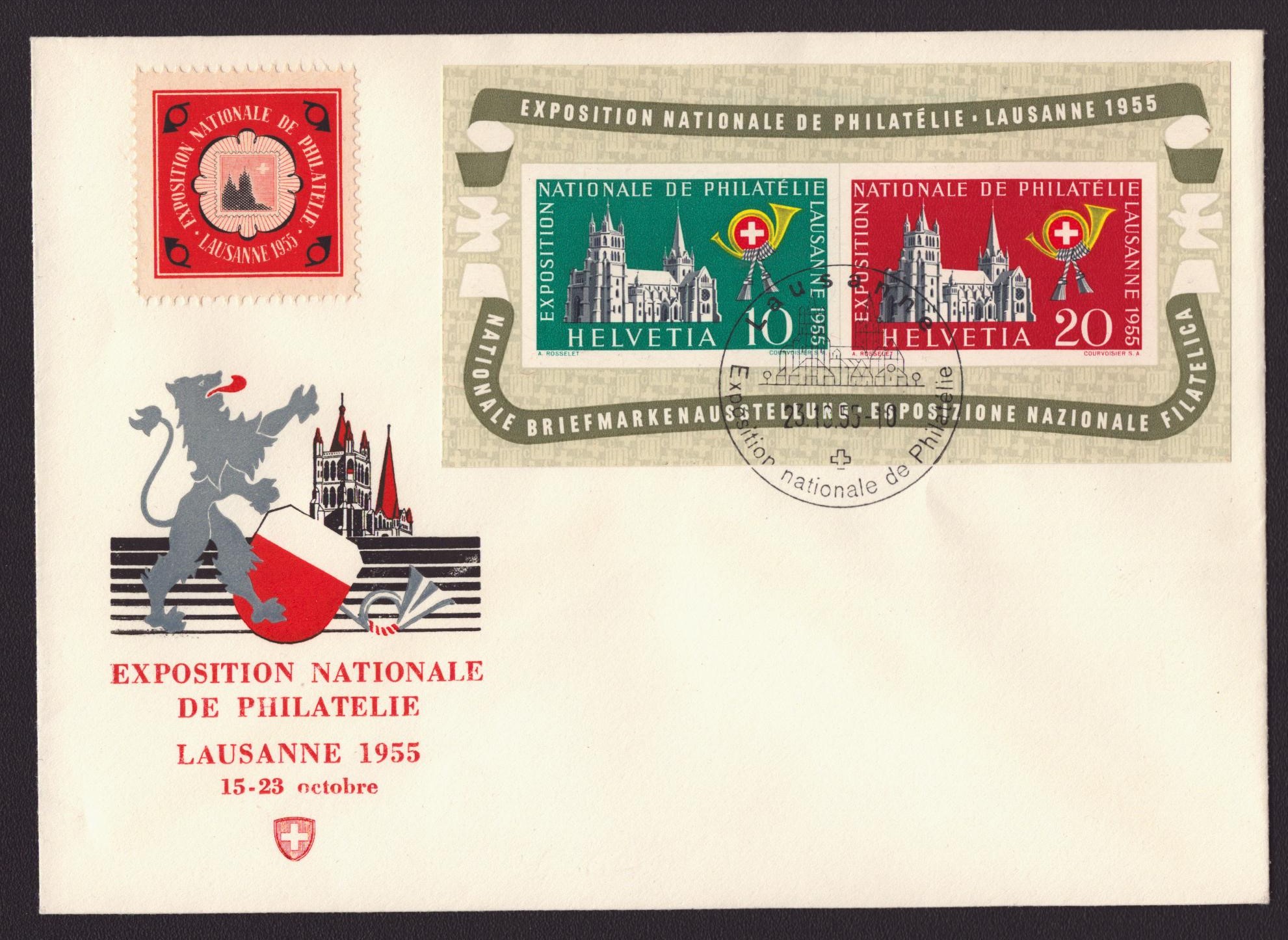 1955 Bloc W35 sur enveloppe officielle de l'Expo de philatélie