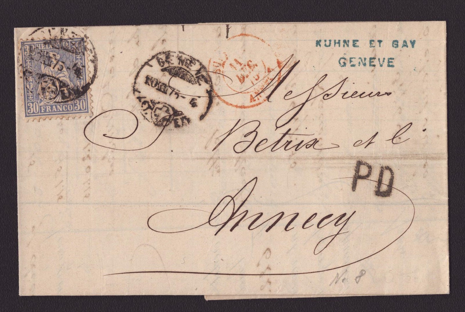 NR 41 sur lettre pliée à dest. Annecy