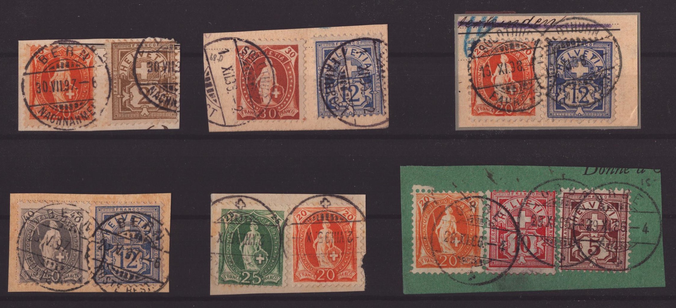 Lot de 6 aff. mixtes sur fragments