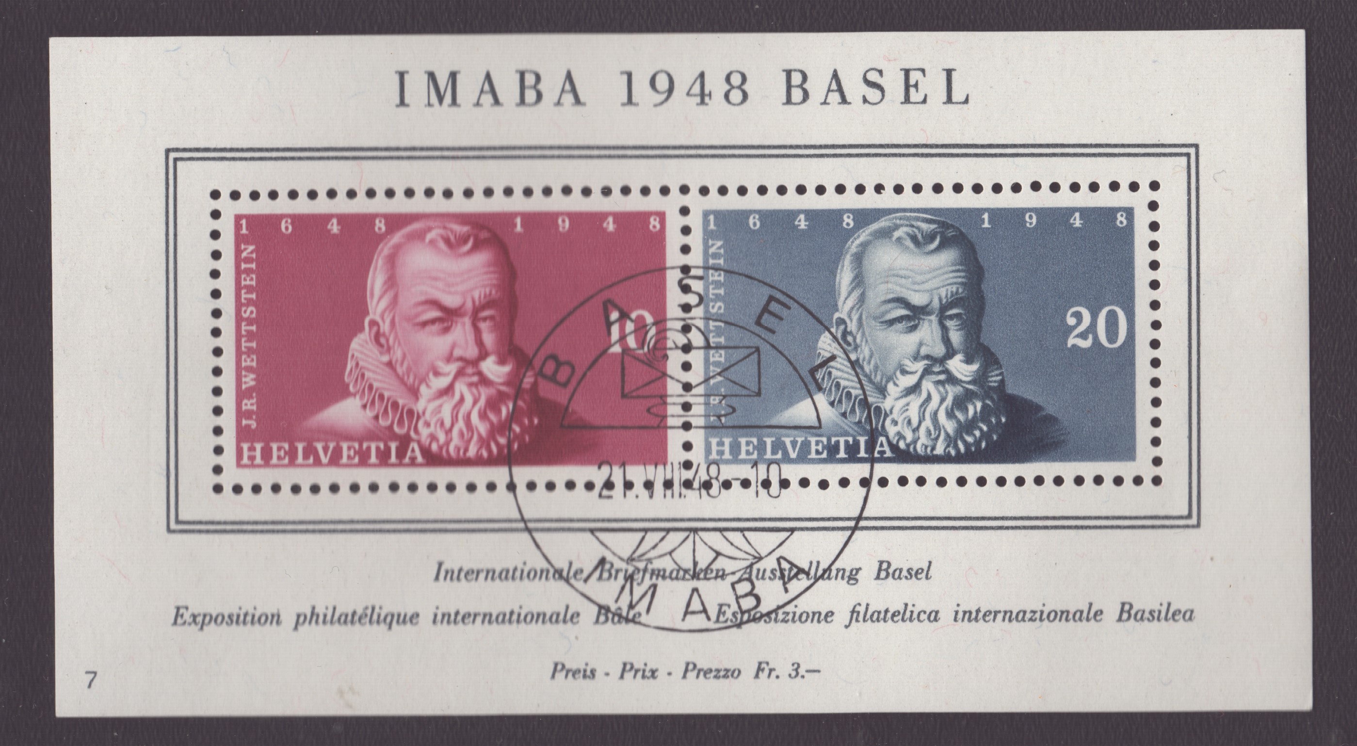 1948 W31 bloc oblitération premier jour