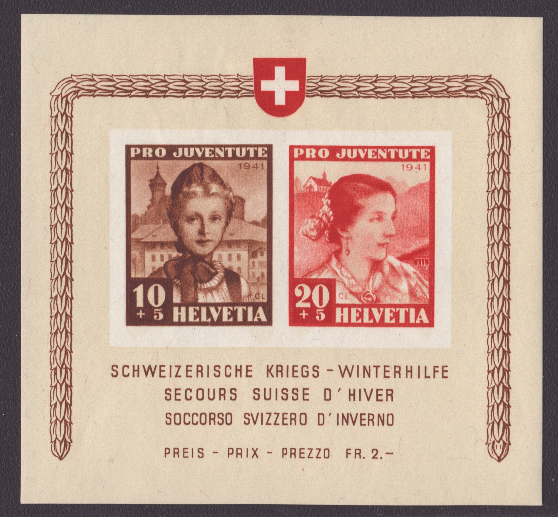 1941 Pro Juventute bloc neuf *