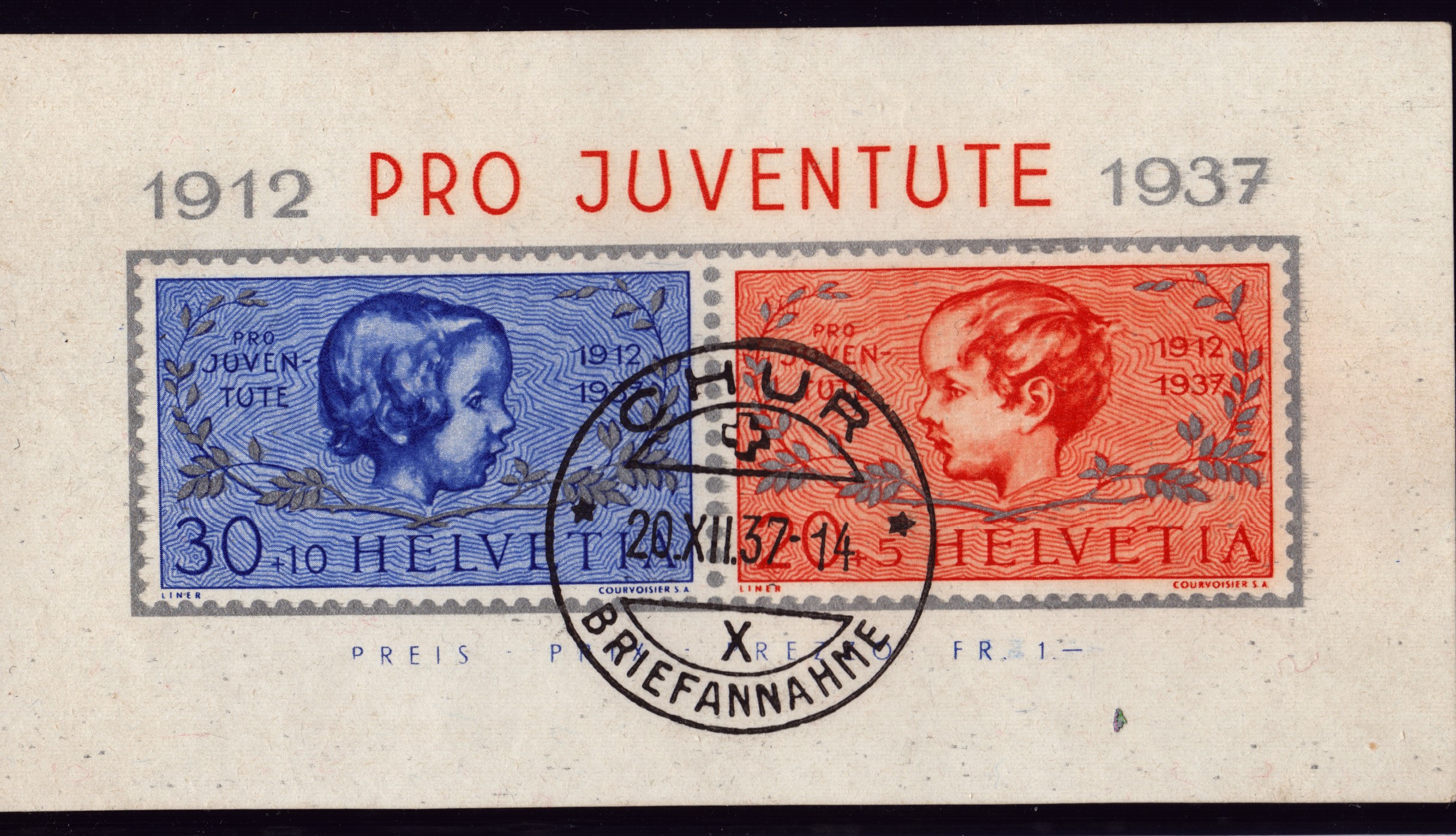 1937 Bloc J83I/J84I oblitération premier jour