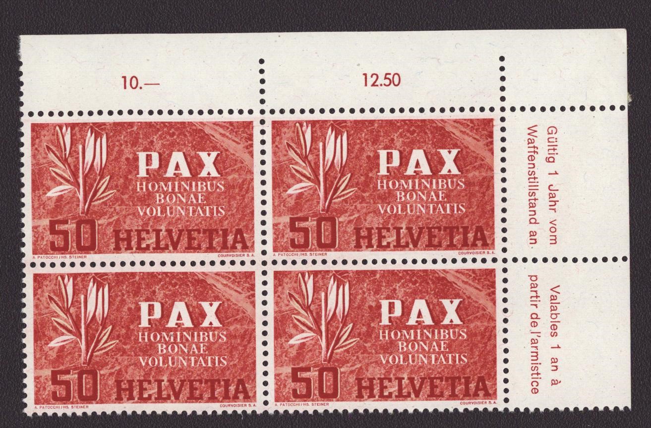 PAX 50ct Nr 267 bloc de 4 neuf **