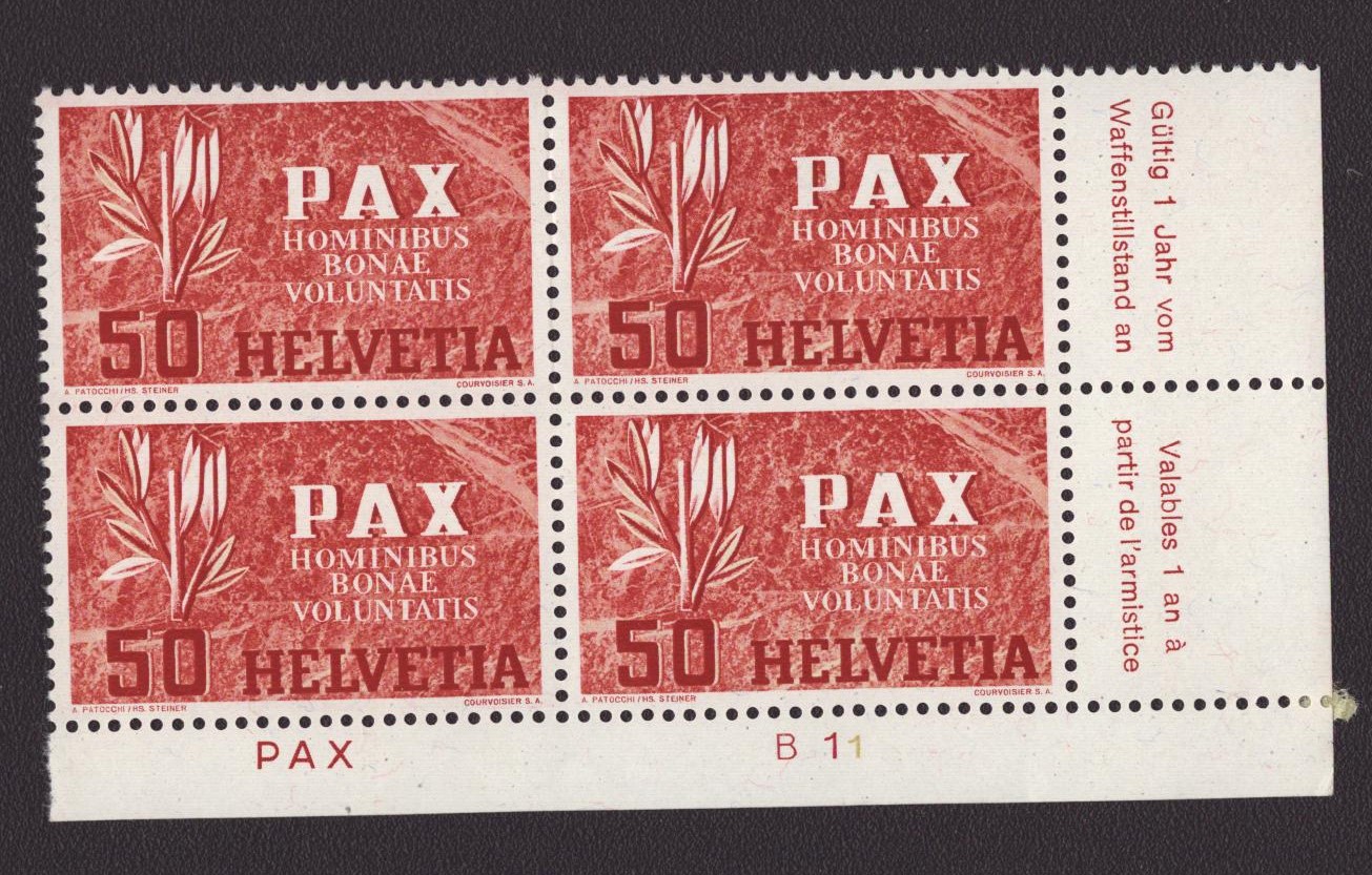 PAX 50ct Nr 267 bloc de 4 neuf **