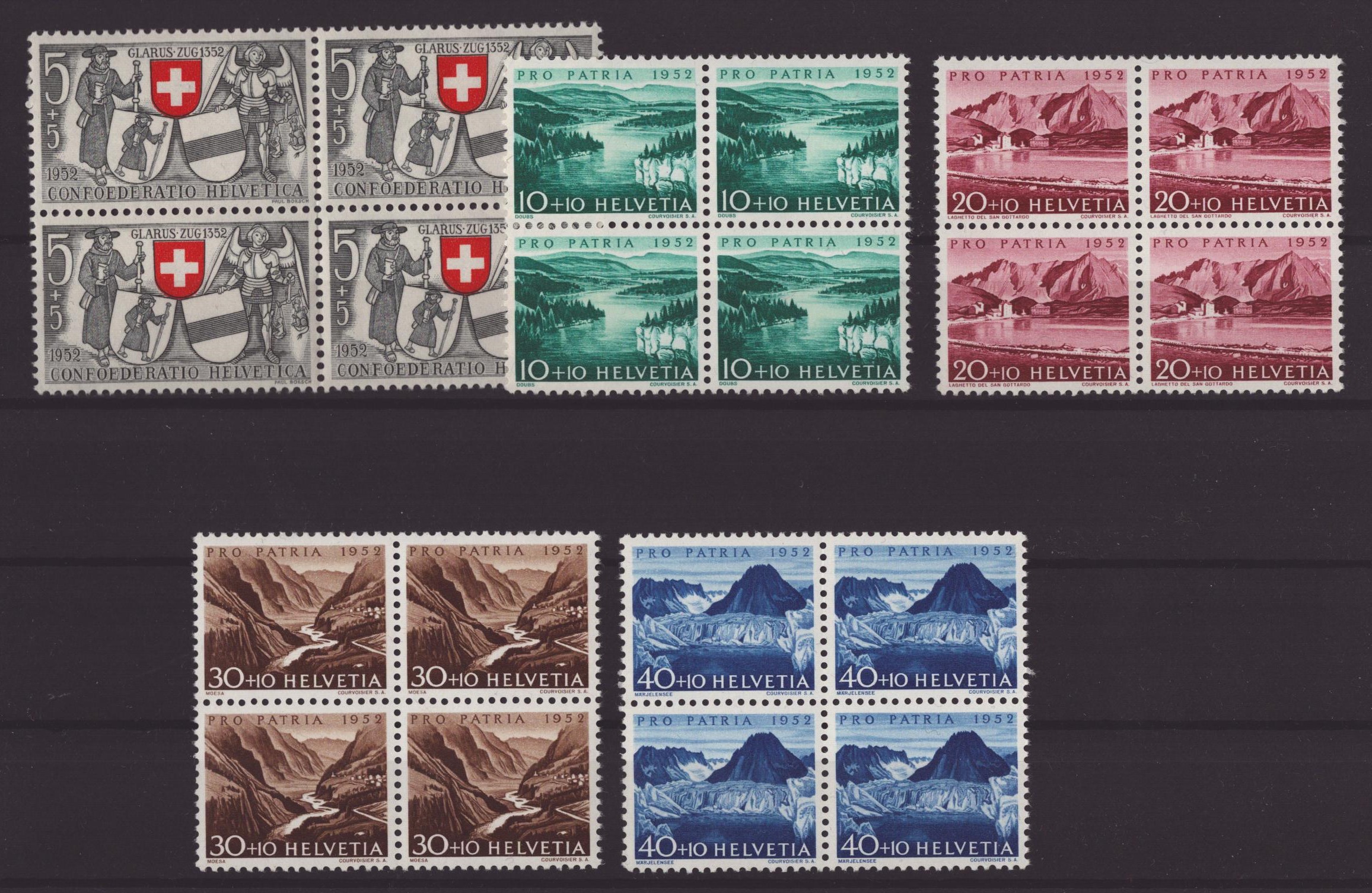 1952 Pro Patria série bloc de 4 neuf **