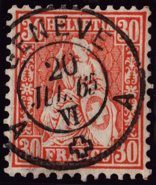 Nr 33 oblitération luxe GENEVE 1865