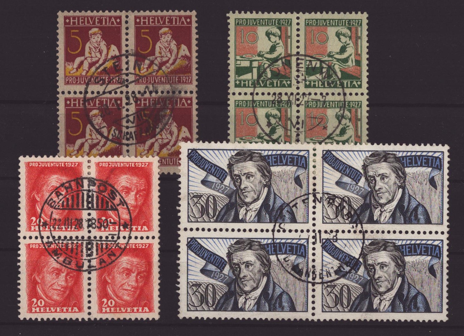 1927 Série bloc de 4 oblitérés (140.-)
