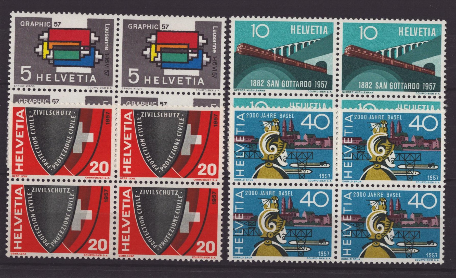 1957 Série 328 - 331 bloc de 4 neuf **