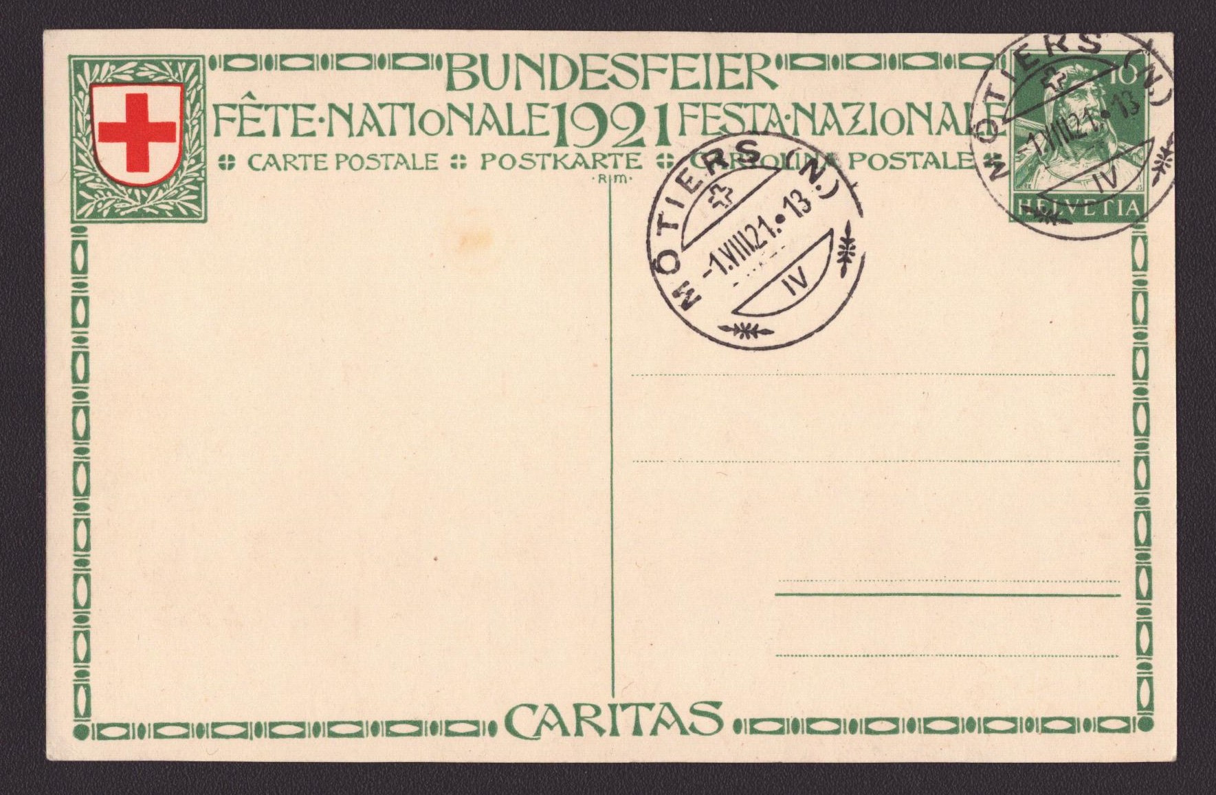 1921 carte oblit. 1.VIII.21