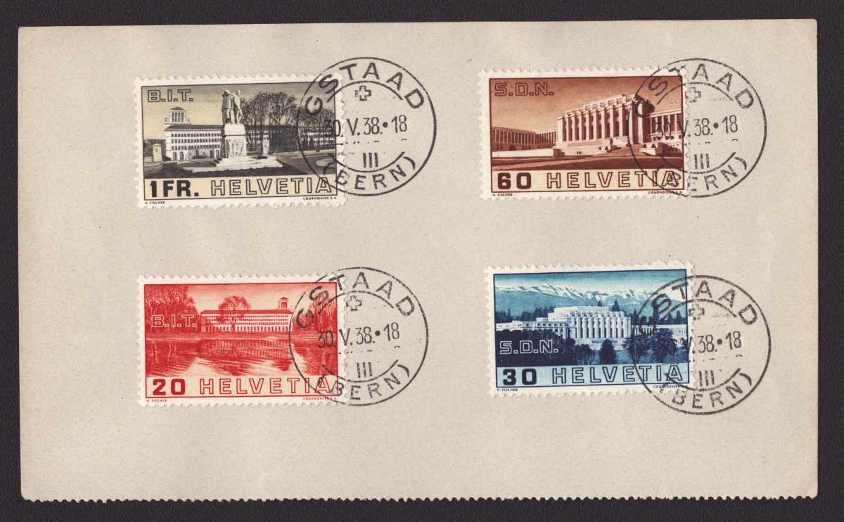1938 Série 211 - 214 oblitération GSTAAD sur fragment