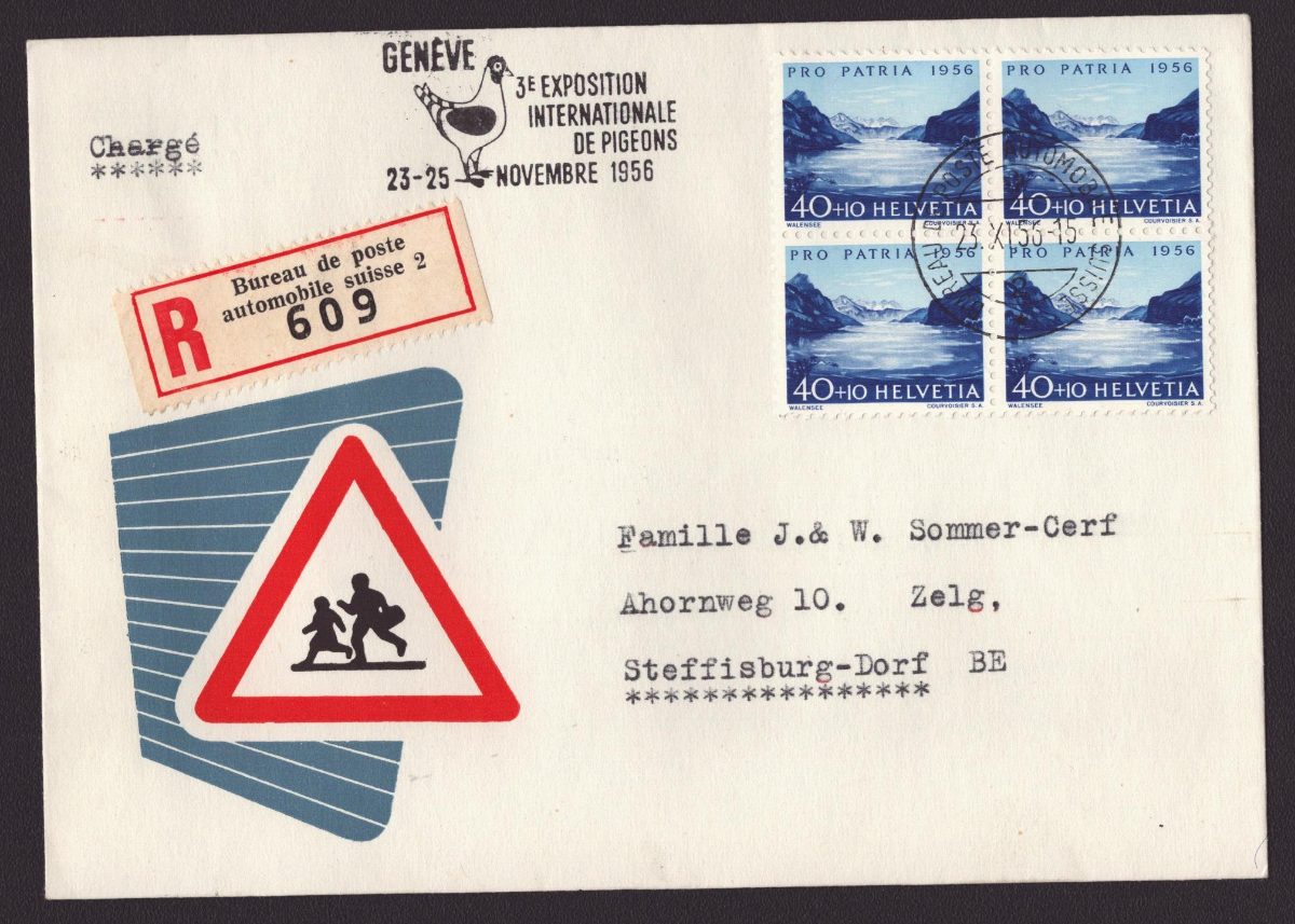 1956 B80 bloc de 4 sur enveloppe