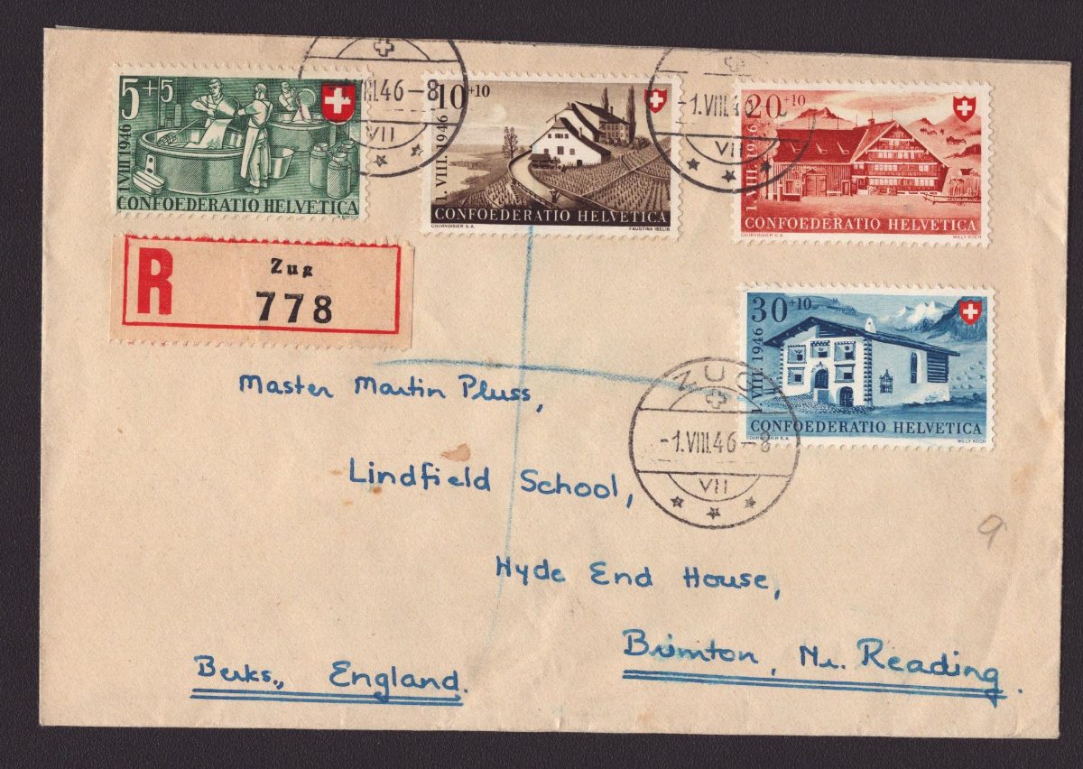 1946 Série sur enveloppe ZUG 1.VIII.46