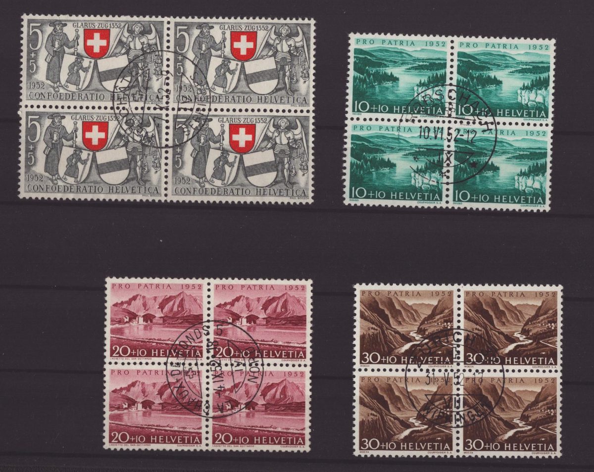 1952 Série bloc de 4 oblitérés (150.-)