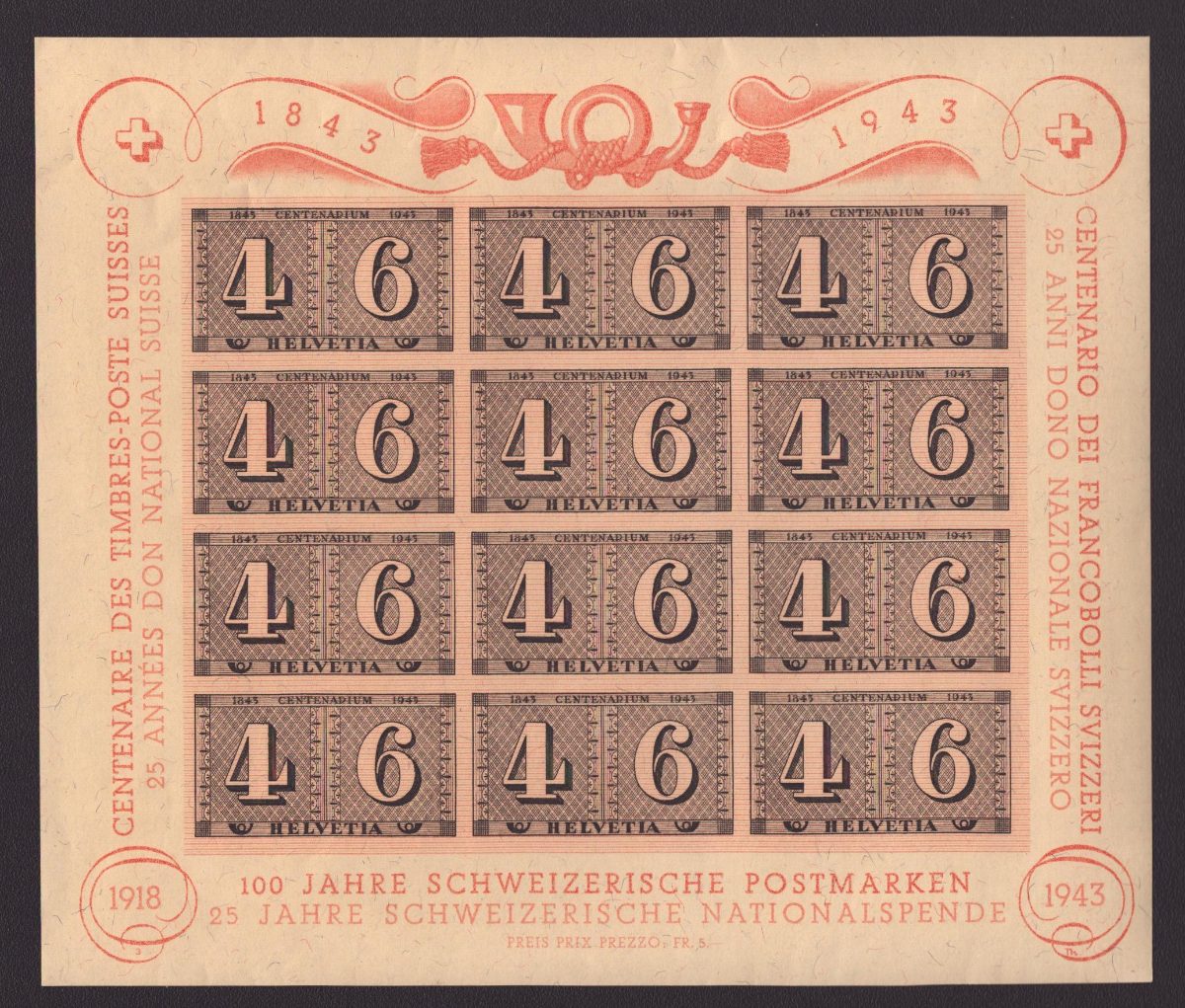 1943 W16 bloc neuf **