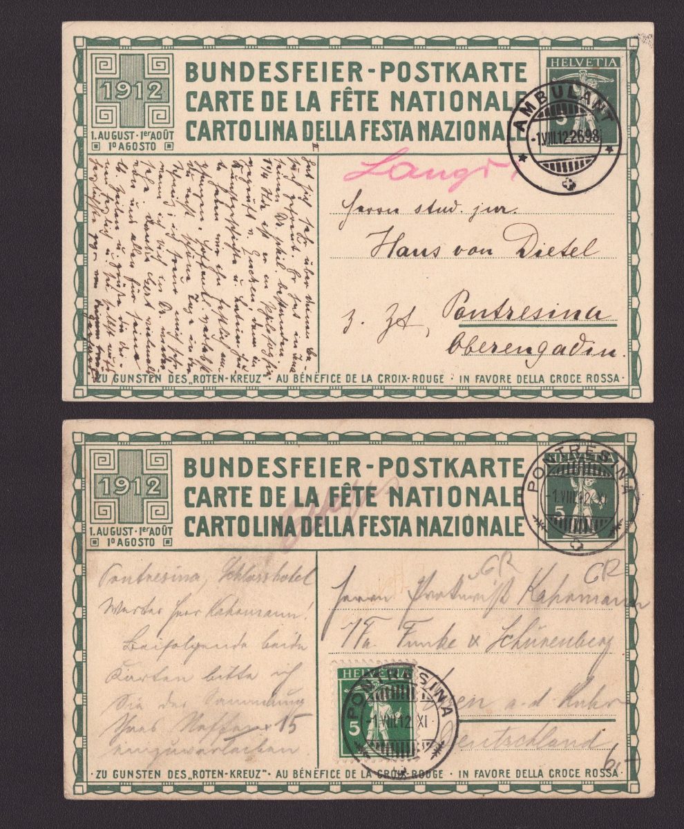1912 Lot de 2 cartes