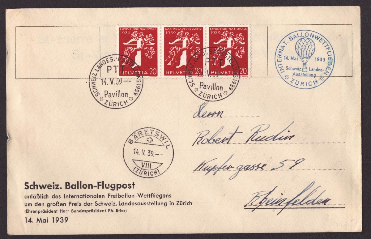 1939 Vol en ballon de l'expo z27c (145.-)