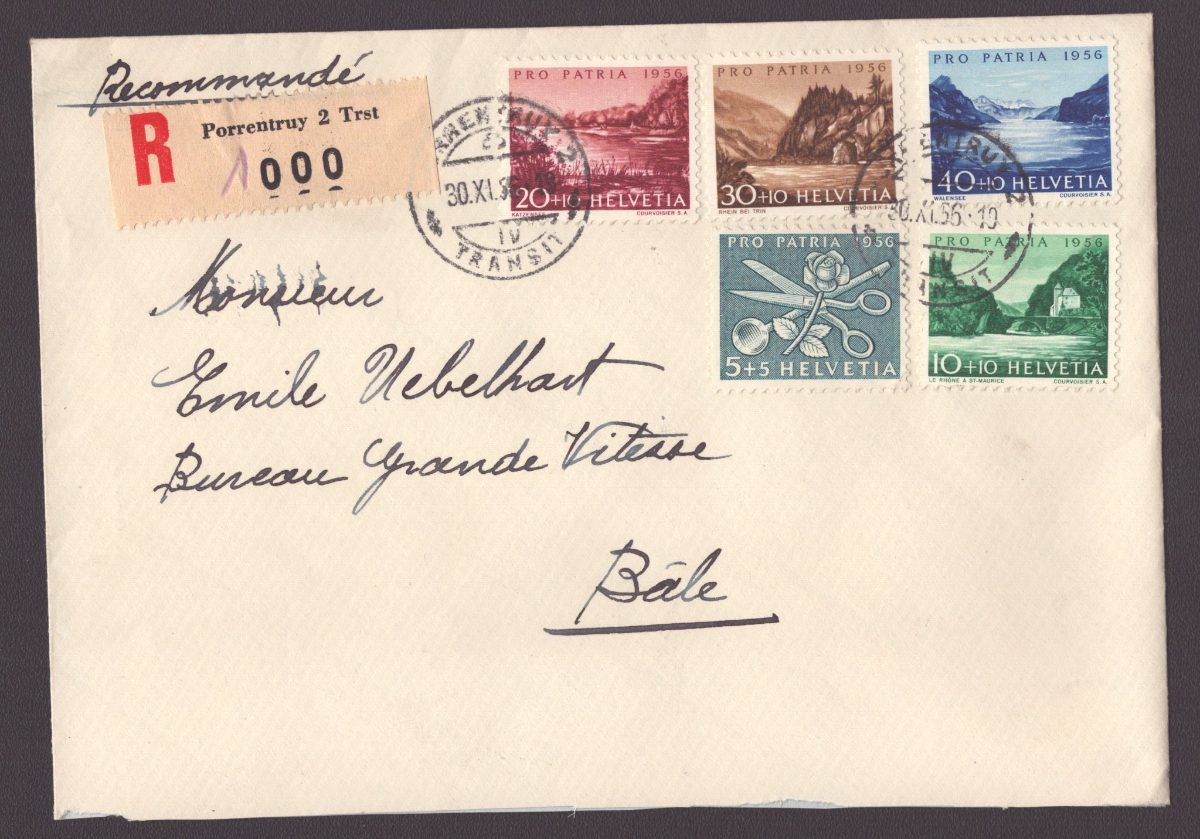 1956 série Pro Patria - Recommandé 000 Porrentruy