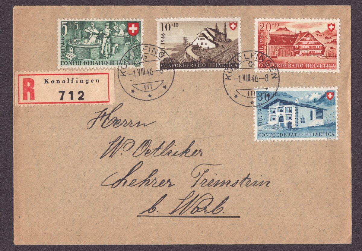 1946 série Pro Patria oblit. 1.VIII.46 'R' Konolfingen