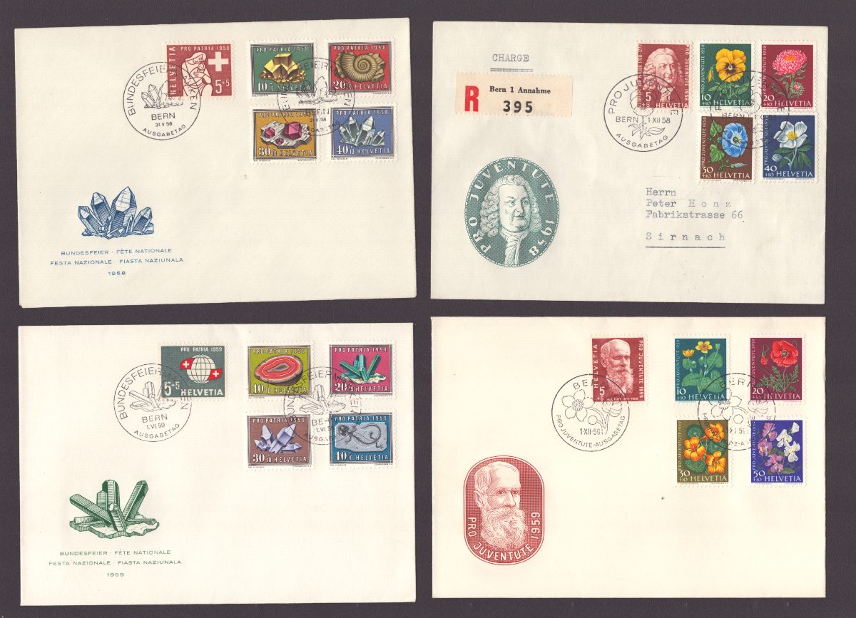 1958-1959 Lot de 4 FDC PP/PJ (130.-)