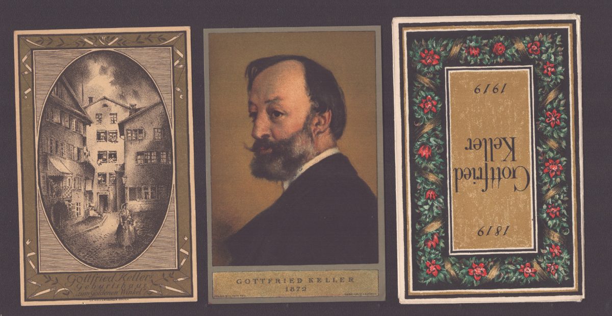 2 Cartes Gottfried Keller 1919 + document