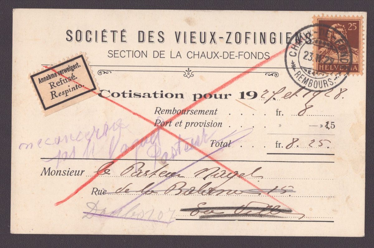 Carte avec Tell 175 CHAUX-DE-FONDS