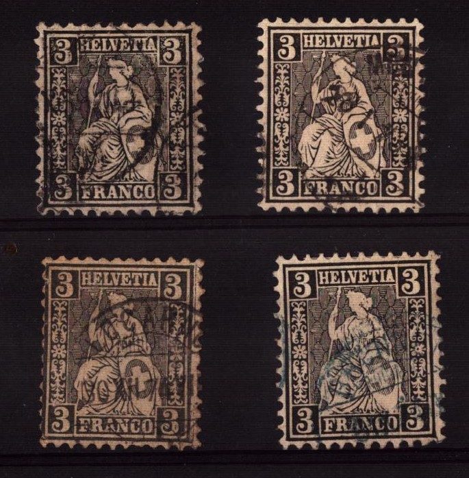 Nr 29 - Helvétie ass. 3ct lot de 4