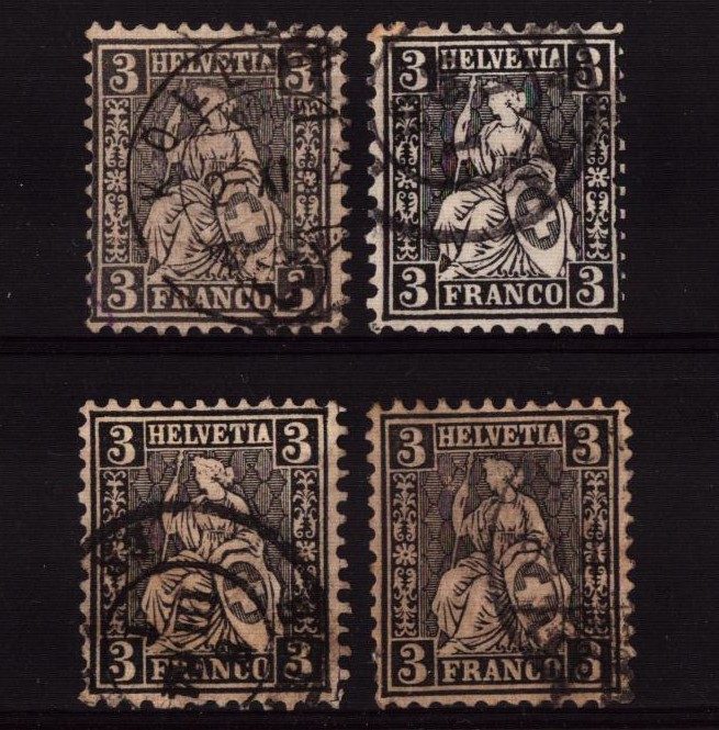 Nr 29 - Lot de 4 Helvétie ass. oblit. (800.-)