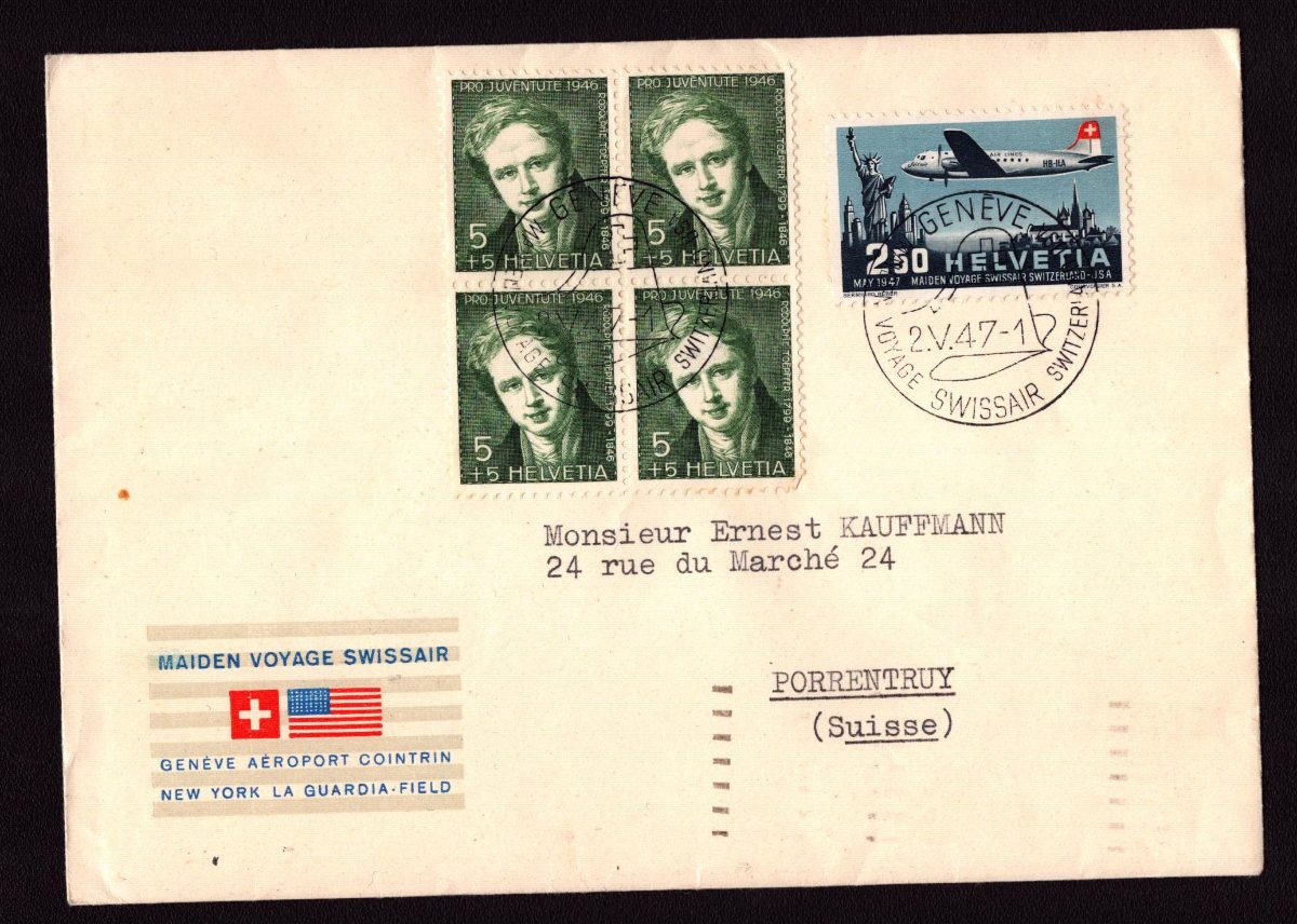 Pro Aero 1947 sur lettre + PJ 1946